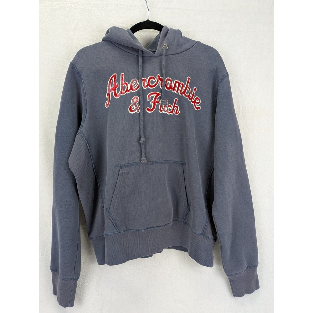 Vintage Abercrombie & Fitch Y2K Hoodie Men XL Blue Muscle Sweatshirt Preppy 90s